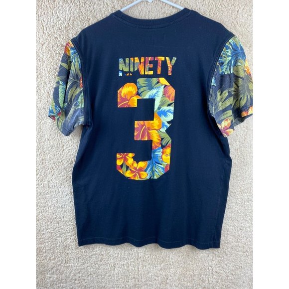 8th DSTRKT Men's Sz XL Black Tee With Floral Zip On Sleeves Ninety 3 On Back - Picture 9 of 13